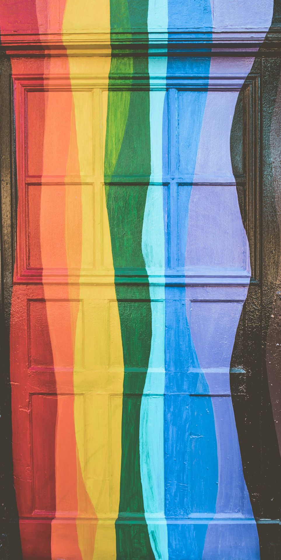multicolored wooden closed door